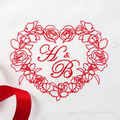 RedWork Heart of Roses and Orchids Machine Embroidery Design - 3 sizes