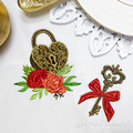 Machine Embroidery Design Heart shaped lock and flowers - 2 in 1