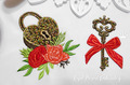 Machine Embroidery Design Heart shaped lock and flowers - 2 in 1