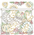 Hen and chicks Machine Embroidery Design - 2 sizes