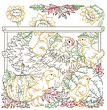 Hen and chicks Machine Embroidery Design - 2 sizes