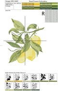 Summer lemon branch machine embroidery design - 2 sizes