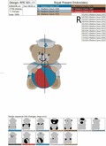 Machine Embroidery Design Little Teddy Bear sailor with ball