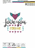 Machine Embroidery Design Love You Forever - 3 sizes