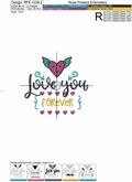 Machine Embroidery Design Love You Forever - 3 sizes