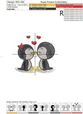 Machine Embroidery Design Lovers Penguins