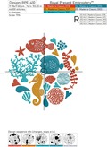Marine life Machine Embroidery Design - 4 sizes