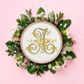 Graceful Monogram A with Roses Machine Embroidery Design