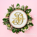 Graceful Monogram D with roses Machine Embroidery Design
