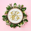 Graceful Monogram E with Roses Machine Embroidery Design