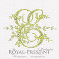 Graceful Monogram E with Roses Machine Embroidery Design