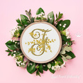 Graceful Monogram F with Roses Machine Embroidery Design