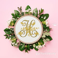 Graceful Monogram H with Roses Machine Embroidery Design