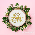 Graceful Monogram J with Roses Machine Embroidery Design