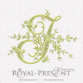 Graceful Monogram J with Roses Machine Embroidery Design