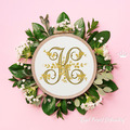 Graceful Monogram K with Roses Machine Embroidery Design