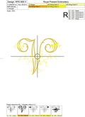 Graceful Monogram V with Roses Machine Embroidery Design