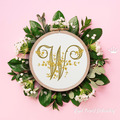 Graceful Monogram W with Roses Machine Embroidery Design