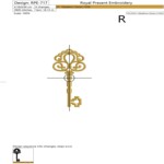 Old Key with Scrolls Machine Embroidery Design — 2 Sizes