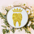 Ornate Tooth with Crown Machine Embroidery Design in 3 sizes