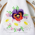 Pansies and Daisies bouquet Machine Embroidery Design
