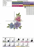 Machine Embroidery Design Pansies corner - 2 sizes