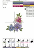 Machine Embroidery Design Pansies corner - 2 sizes