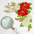 Machine Embroidery Design Peonies and chrysanthemums - 3 sizes