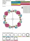 Pink Roses Monogram Blank Machine Embroidery Design - 4 sizes