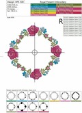 Pink Roses Monogram Blank Machine Embroidery Design - 4 sizes