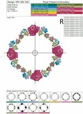 Pink Roses Monogram Blank Machine Embroidery Design - 4 sizes