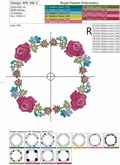 Pink Roses Monogram Blank Machine Embroidery Design - 4 sizes