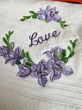 Machine Embroidery Design Purple Freesia Blank Monogram - 4 in 1