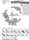 Machine Embroidery Design Purple Freesia Blank Monogram - 4 in 1