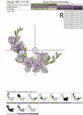 Machine Embroidery Design Purple Freesia Blank Monogram - 4 in 1