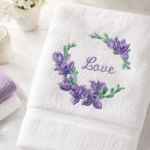 Purple Freesia Monogram Frame Machine Embroidery Design Set