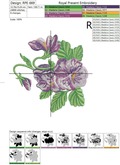 Machine Embroidery Design Purple pansy viola flowers - 2 sizes