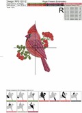 Machine Embroidery Design Red Cardinal - 2 sizes