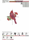 Machine Embroidery Design Red Cardinal - 2 sizes