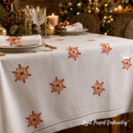 Red Snowflake Embroidery Design Christmas Machine Embroidery File in 4 Sizes