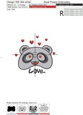 Machine Embroidery Design Romantic Panda