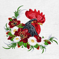 Rooster in a thicket of flowers Machine Embroidery Design - 5 sizes