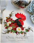 Rooster in a thicket of flowers Machine Embroidery Design - 5 sizes