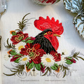 Rooster in a thicket of flowers Machine Embroidery Design - 5 sizes