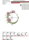 Frame with tulips Machine Embroidery Design - 4 sizes
