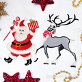 Machine Embroidery Design Santa Claus and Reindeer - 2 sizes