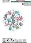Machine Embroidery Design Shrimp, Seashell, Coral, Crab, Anchor