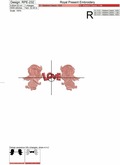Machine Embroidery Design Silhouette Cupids holding a LOVE Banner