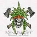 Machine Embroidery Design Skull with axes - 3 sizes