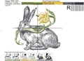 Bunny with tulip sketch Machine Embroidery Design - 3 sizes